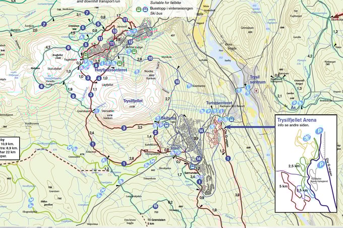 Excerpts from cross-country skiing maps
