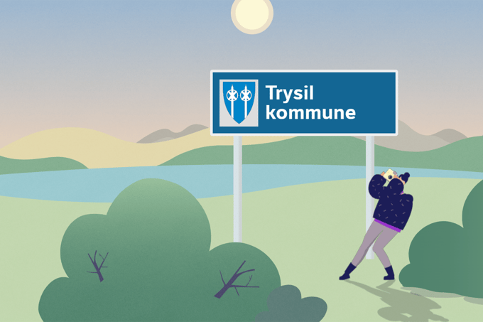 Illustrasjon med kommuneskilt Trysil Kommune